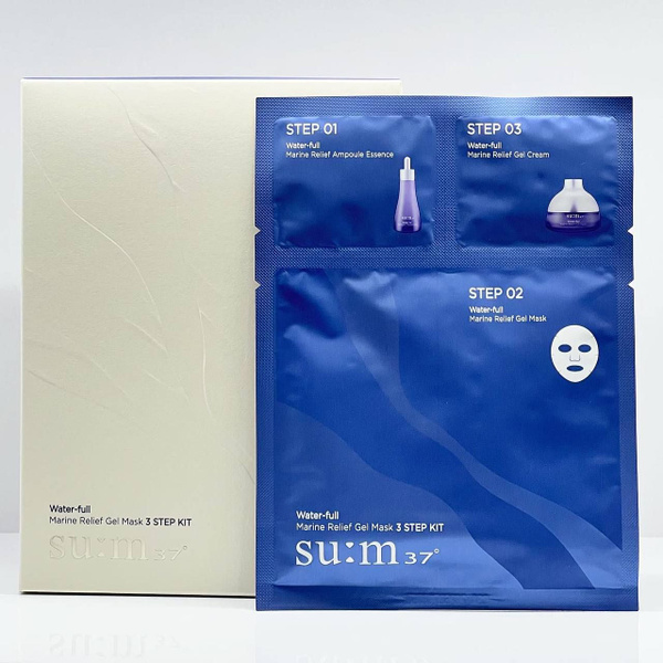 Набор тканевых масок Water-full Marine Relief Gel Mask 3 Step Kit 10ea Su:m37