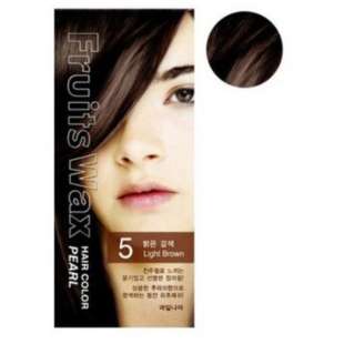 Краска для волос на фруктовой основе светло-коричневый #5 Fruits Wax Pearl Hair Color Light Brown 120g Welcos