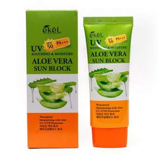 Солнцезащитный крем алоэ Aloe Vera Sun Block SPF 50 PA+++ 70ml Ekel