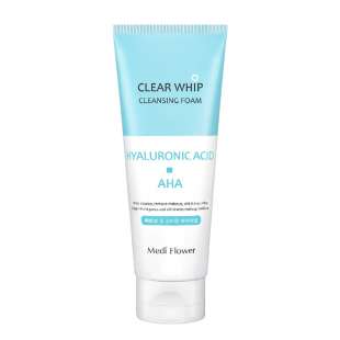 Пенка для умывания с гиалуроновой кислотой Hyaluronic&AHA acid Clear Whip Cleansing Foam 120ml Medi Flower