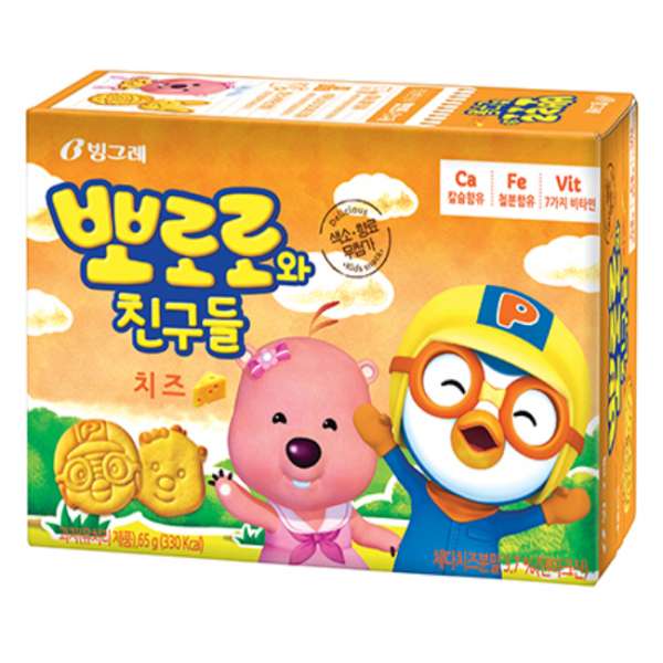 Печенье Пороро сырное (Пороро чиз) Pororo Cheese Biscuit 65g Binggrae