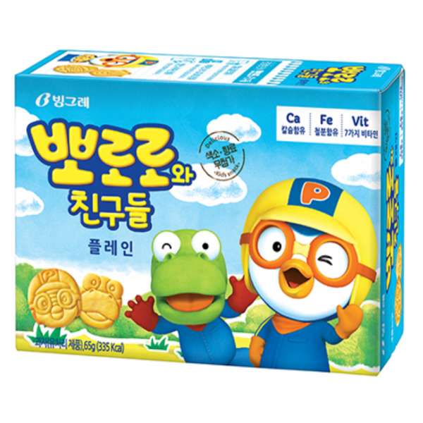 Печенье Пороро (Пороро плейн) Pororo Plain Biscuit 65g Binggrae